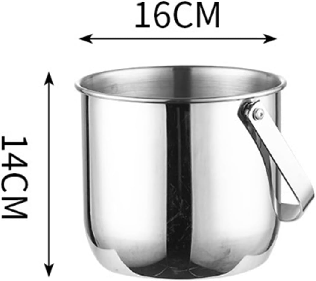 Ice Bucket Bar Stainless Steel Ice Bucket With Handle Metal Cooler & Drink Tub Holds Beverage Ice Tub(Silver)