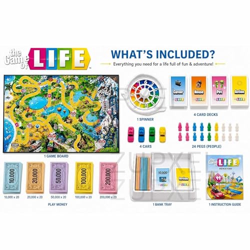 Image of The Game of Life Board Game for Kids & Family | Educational Strategy Game for 2-4 Players | Fun Indoor Tabletop Game with Cards, Spinner & Pegs | Birthday Gift for Boys & Girls Age 8+