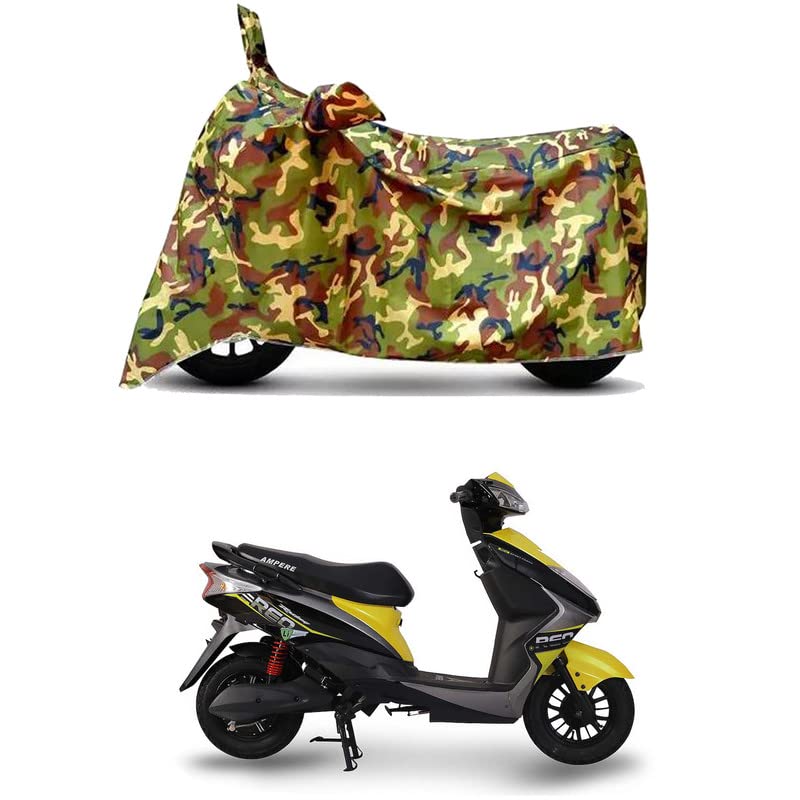 Image of Waterproof 100% PVC Coated Full Bike Scooty Two Wheeler Body Cover Compatible for Ampere REO LI /UV-Rays /Heat Protection /Birds Dropping /Scratchproof /Dust Proof /All Varient[6X6 Jungle Print]
