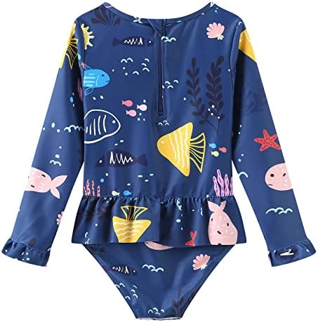 Costume Da Bagno Intero Bambina A Maniche Lunghe - Con Chiusura Lampo E Bottoncino