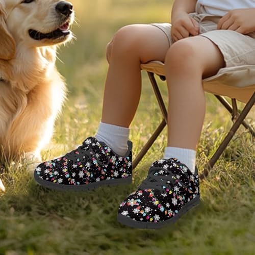 Christmas Colorful Lights Snowflake Pattern Boys Sneakers Kids Running Shoes Girls Mesh Fitness Shoe Indoor Training Sneaker Lightweight Outdoor Sports Athletic Tennis Shoes for Little Kid3
