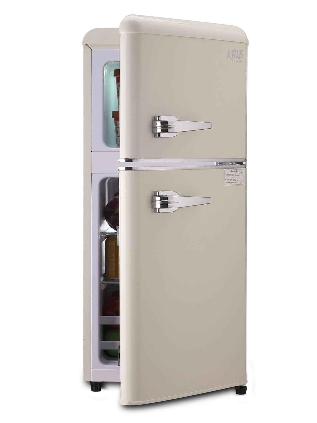 KRIB BLING 3.5 Cu.Ft Compact Refrigerator Mini Fridge with Freezer 7 Level Adjustable Thermostat Removable Shelves Small Refrigerator Cream | Fridge.com