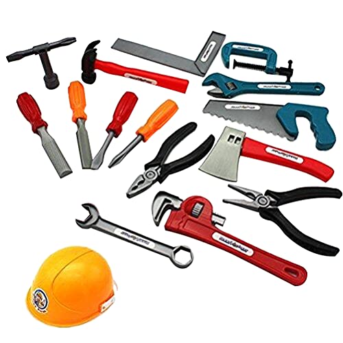 Image of 22 Pcs Repair Tool Realistic Plastic Repair Kit Tool Pretend Play Helmet, Screwdriver, Pliers, Wrench