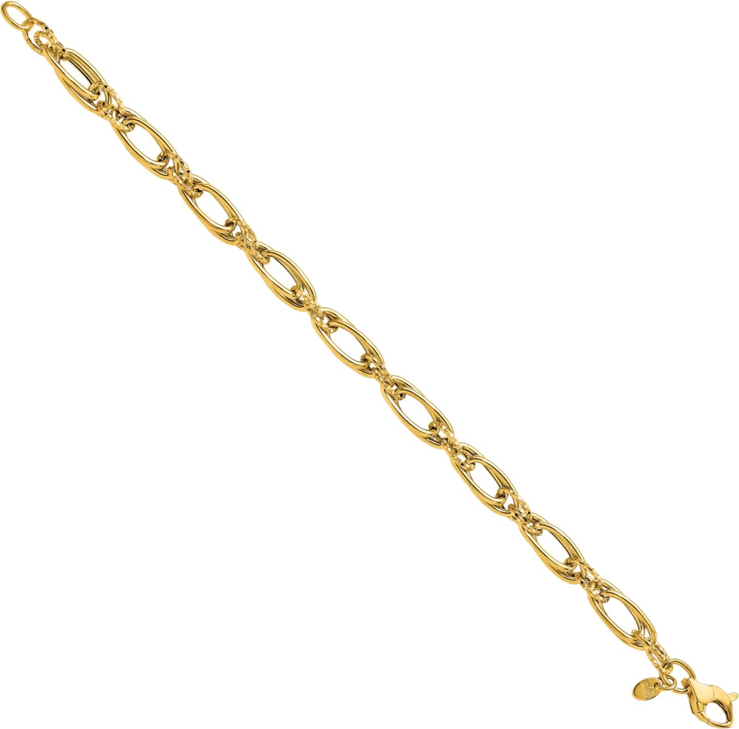IceCarats 14K Yellow Gold 7mm Singapore Chain Bracelet 7.75 inch Lightweight, Diamond Cut For Her