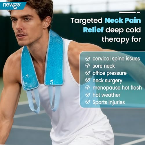 Image of NEWGO Ice Pack for Neck Pain Relief, FSA Eligible, Neck Ice Pack Wrap for Cervical Pain Relief, Office Pressure, Sports Injuries, Swelling - 24.8 inch x 4.13 inch (Pack of 2)