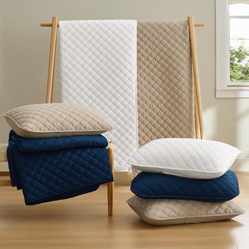 Image of Bedsure Quilts Queen Size - Lightweight Queen Comforter Set with Classic Honeycomb Quilting, Soft Quilt Bedding Set, White Bedspreads Coverlet for All Seasons with 2 Pillow Shams (90 inch x 96 inch)