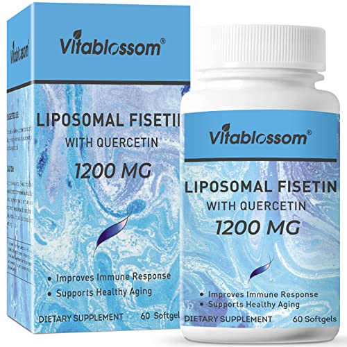 Liposomal Fisetin 1000mg with Quercetin 200mg Supplement per Serving-Antioxidants for Women,Men,Bioavailable Polyphenols Supplements Non-GMO,Non-Gluten,60 Softgels