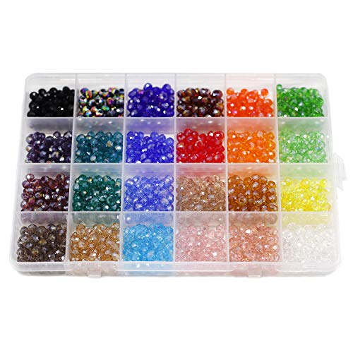 6mm Briolette Faceted AB Beads Glass Beads Crystal Spacer Beads Rondelle Shape for Jewelry Making Bracelets Necklaces Multicolor Colors with Container Box (24 Color Total 1200PCS) 6mm Briolette Faceted AB Beads Glass Beads Crystal Spacer Beads Rondelle Shape for Jewelry Making Bracelets Necklaces Multicolor Colors with Container Box (24 Color Total 1200PCS)