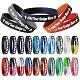 10-5000 Pcs Custom Rubber Bracelets - Personalized Silicone Wristbands Bulk with Text/Icon - Customzied Silicone Wristbands for Motivation, Events, Gifts, Promotions, Party, Awareness,for identification