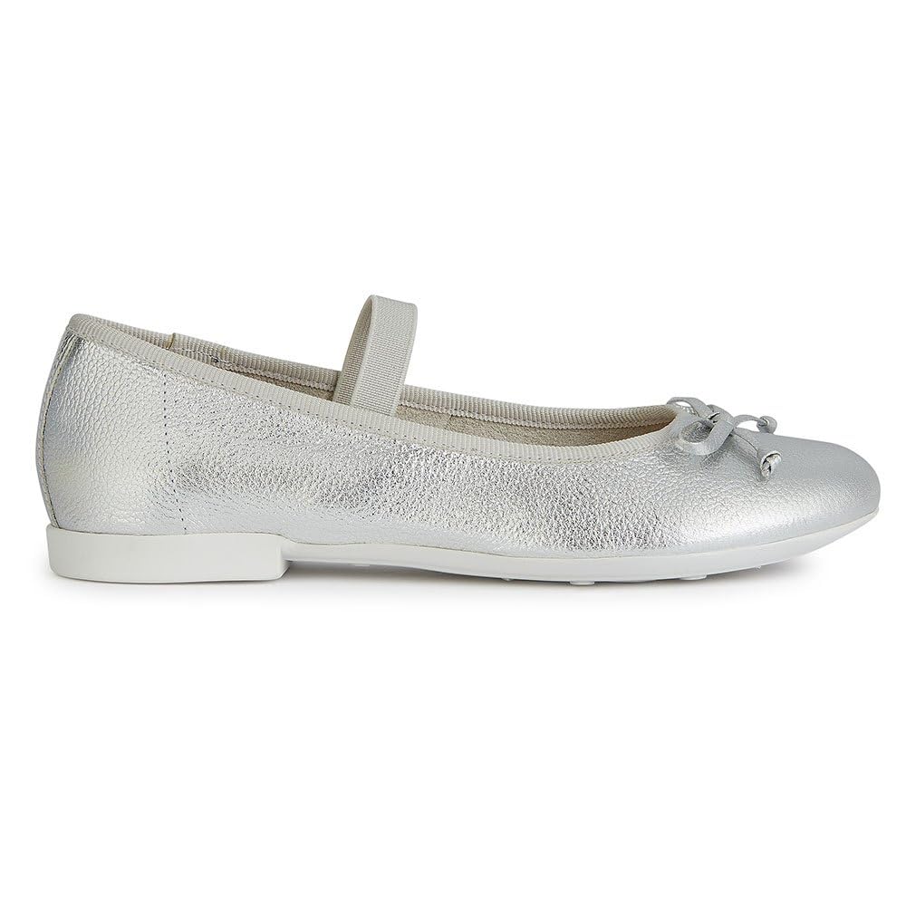 Geox Girl's Jr Plie' D Ballet Flat, Silver, 13 UK Child