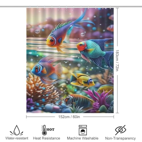 Rideau de douche poisson imperméable et lavable avec séchage rapide efficace - 4
