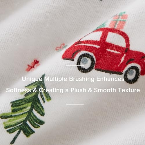 Image of Woolrich Cotton Sheet Set Cottage Charms Print, 100% Cotton Flannel Sheets Warm & Fuzzy Bedding Set Full Size Sheets, Fitted Pocket Fits Up to 12 inch Mattress, Full Green Tree Trip 4 Piece