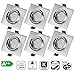 Produktbild Bojim Einbaustrahler GU10 6x Set Eckig 30°schwenkbar Deckenleuchte warmweiss 2800K 6W bei 600 Lumen Einbauleuchte led 230v mit austauschbarem Leuchtmittel Einbauspots 68mm Nickel gebürstet LED Spot