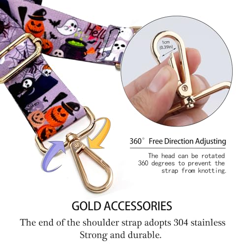 Image of Dsigo Purse Strap, 1.5 inch Wide Gold Alloy Buckle Floral Printing Crossbody Shoulder Strap for Bag Handbag Crossbody Bags