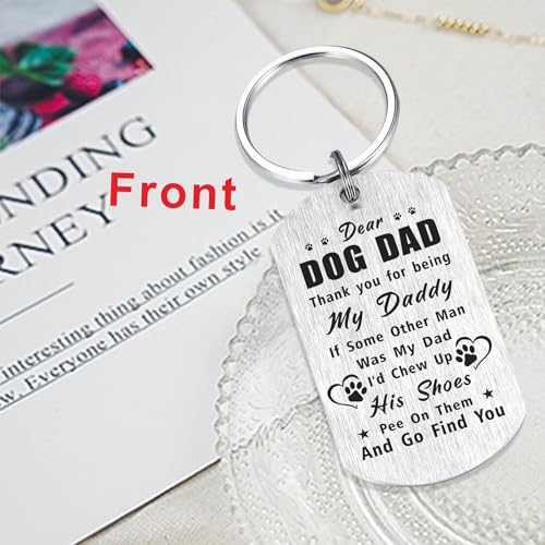 Image of Laluminter Fathers Day Dog Dad Gifts - Best Dog Dad Ever Keychain - I Woof You Gift from Doggy to Daddy