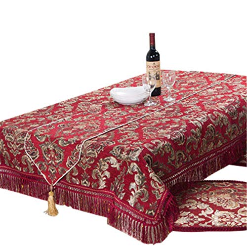 LUOTINGRUI Chenille Table Tablecloth Joyous Velvet Table Cloth Tassels Wedding Party Table Cover