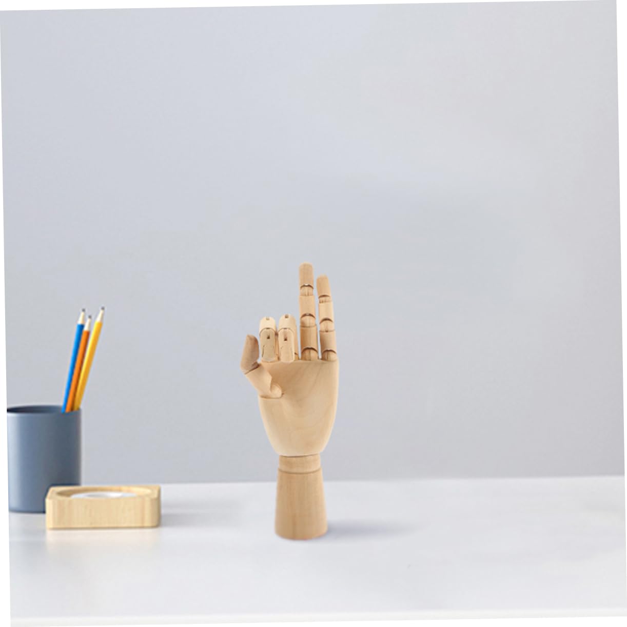 Cabilock 2 Piezas Maniquí Articulado de Madera con Dedos Flexibles para Dibujo y Escultura de Mano Izquierda para Práctica y Decoración Casa y Oficina