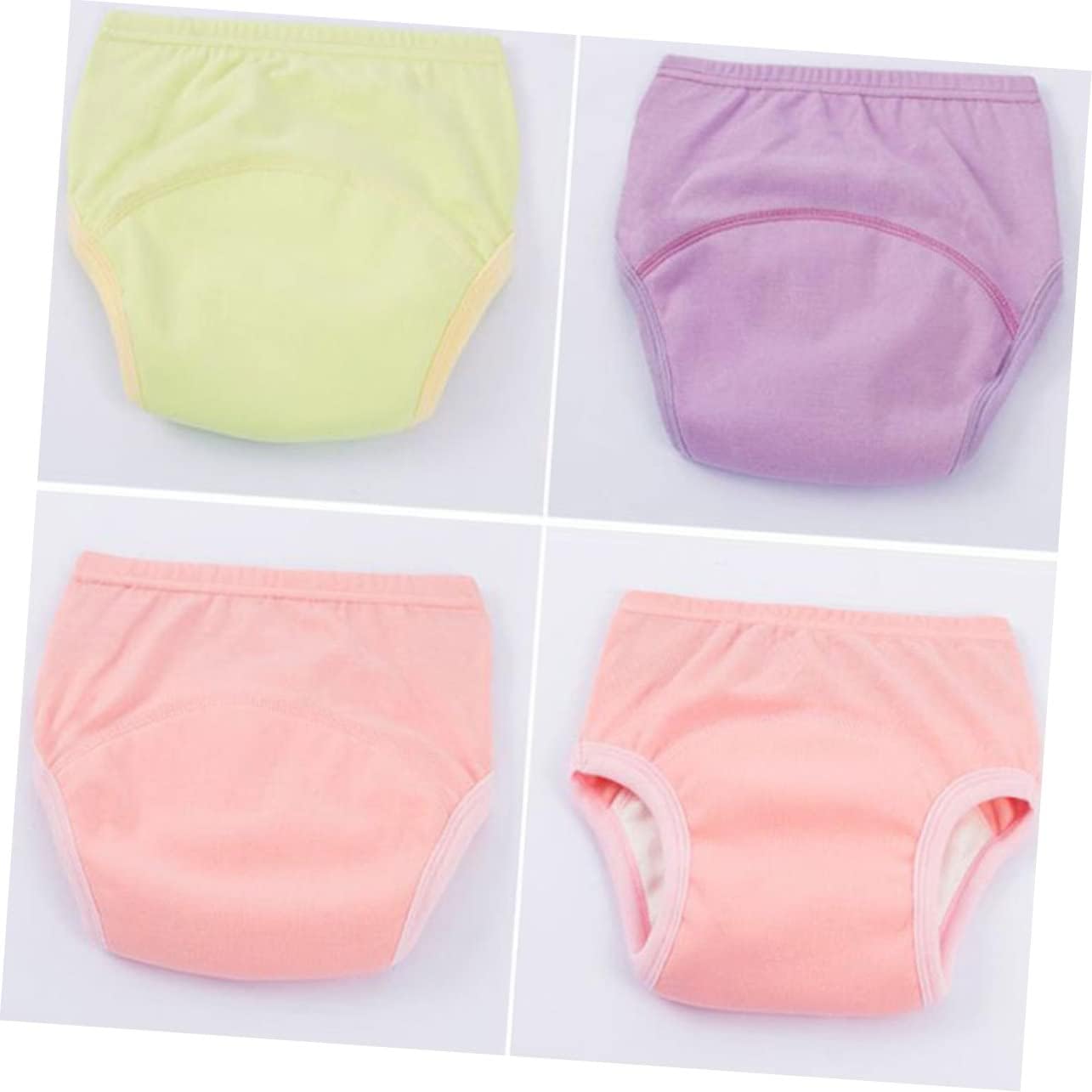 Wakauto 3pcs Training Pants Breathable Cotton Diaper Pants with High Elastic Waist and Absorbent Crotch Washable Underwear for Boys and Girls Pink Green Purple