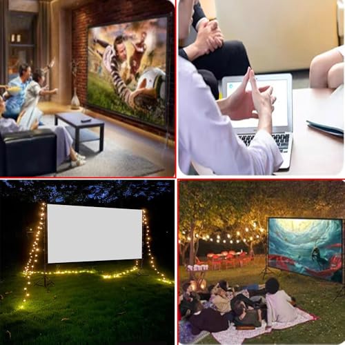 Pantalla de proyector grande para exteriores con soporte, pantalla de video portátil con bolsa de transporte 100" 150" plegable para cine en casa y jardín (60 pulgadas) miniatura 6