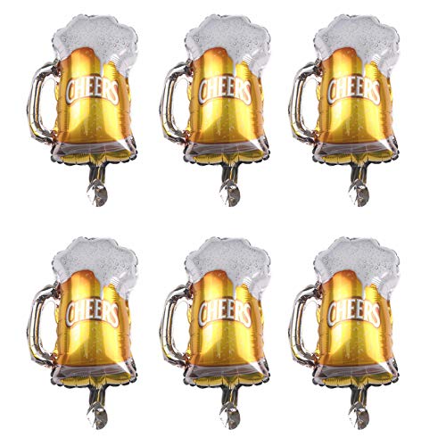 Image of 10 Pcs Beer Mug Cheers Foil Balloons Gold 16 Inch Mylar Balloon Beer Theme Party Decoration