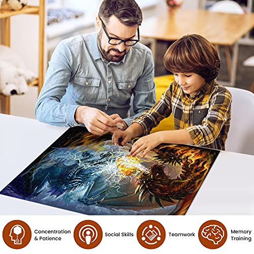 Puzzles for Adults 1000 Piece Jigsaw Puzzles Fire Dragon and Electric Dragon Fight Puzzle Game for Indoor Activity Family Game Toy Gifts (27.5"x 19.7") miniatura 3