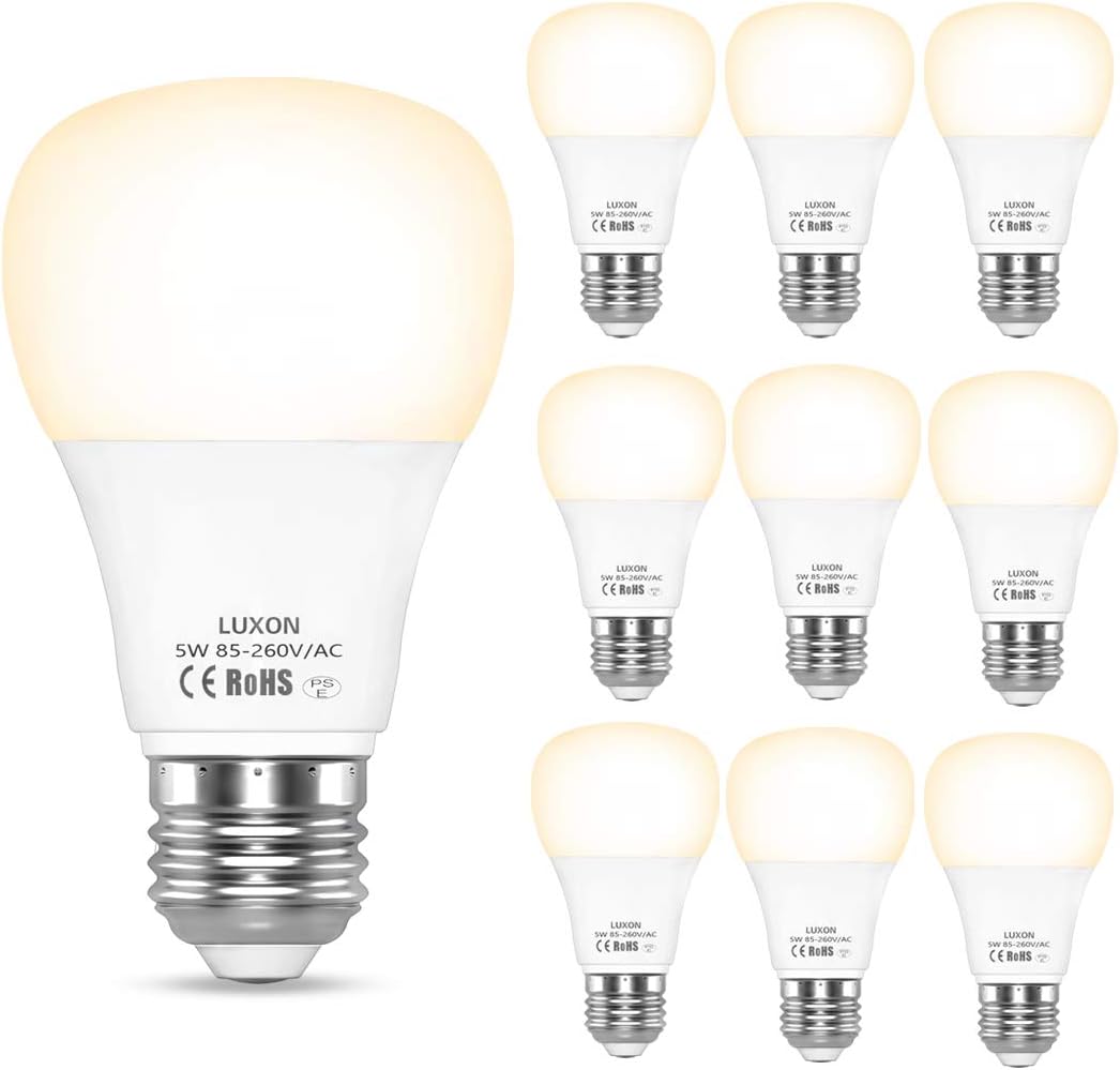 Light Bulbs 60 Watt Equivalent Soft White LED Bulb 2700K A19 Lamp E26 Medium Base Non-Dimmable Pack of 10