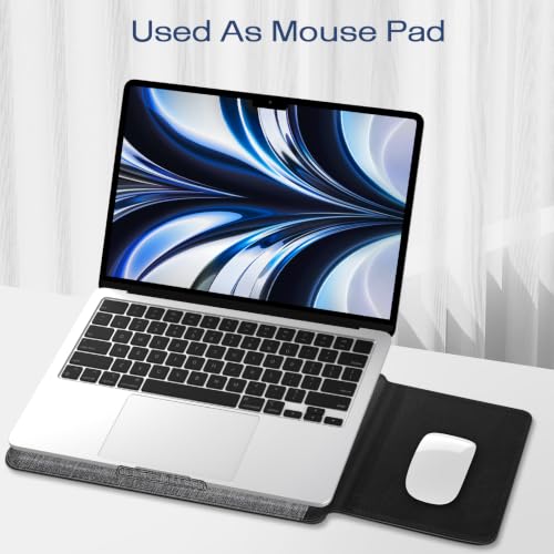 Image of Fintie Sleeve Case for MacBook Neo 13 Inch, MacBook Air 13.6 /13.3 Inch, MacBook Pro 13 Inch, Other Up to 13 inch Laptop Tablet - Slim Bag Cover with Stand, Synthetic Leather, Magnetic Closure, Gray /Black