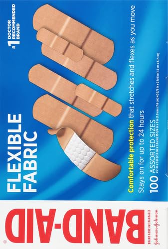 Image of Band-Aid Brand Flexible Fabric Adhesive Bandages, Comfortable Sterile Protection & Wound Care for Minor Cuts & Burns, Quilt-Aid Technology to Cushion Painful Wounds, Assorted Sizes, 100 ct