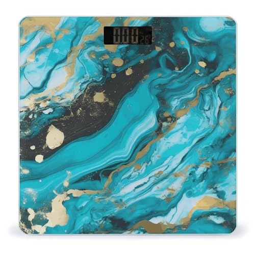 Báscula Digital de Baño Azul Turquesa Diseño Mármol miniatura 1