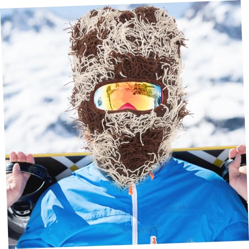 Gatuida Ski Mask Balaclava para Hombres y Mujeres, Gorro de Lana Knitted para Cara Completa, Antiviento y Cálido, Cubierta Facial para Clima Frío, para Actividades Al Aire Libre, Café miniatura 3