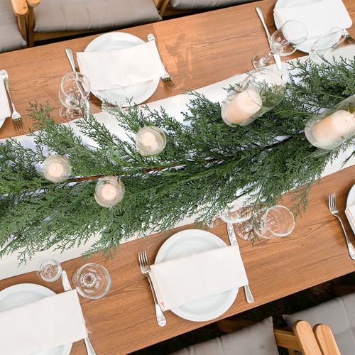 Artificial Cedar Christmas Garland Real Touch Realistic Soft and Thickness Garland Faux Full Greenery Holiday Garland for Mantel Fireplace Front Door Indoor Outdoor Xmas Decor (9FT-Deluxe Cedar) by ENVEN - Image 3