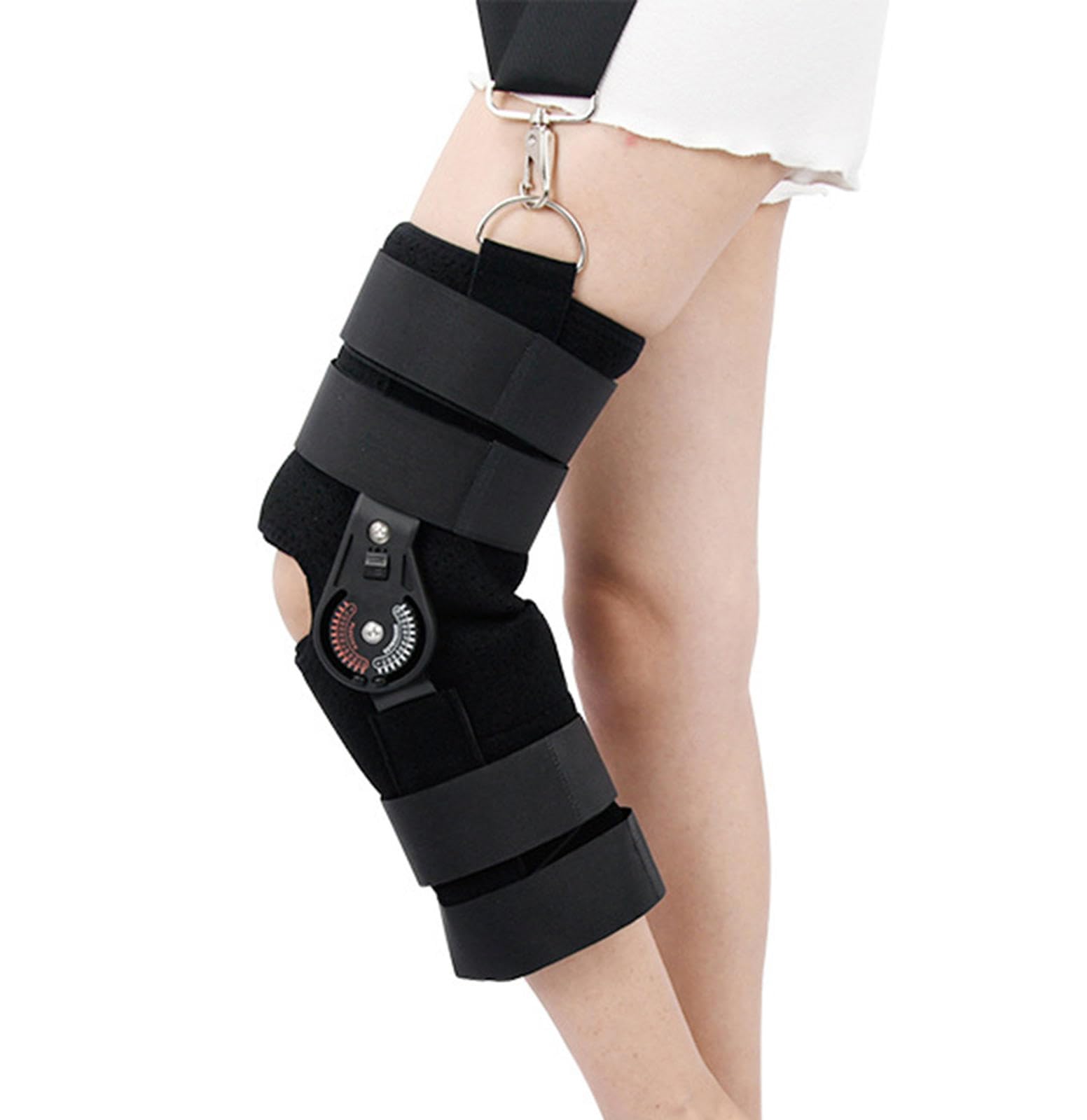 Rodillera ROM con Bisagras Ajustables, Soporte Inmovilizador de Rodilla Postoperatorio con Estabilizadores Laterales Para Artritis, Ligamento Cruzado Anterior, Ligamento Cruzado Anterior