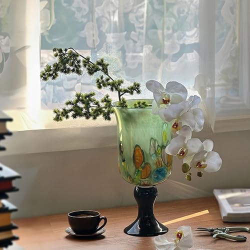 Vase d'intérieur en verre vert rétro | Déco salon et art floral - 7