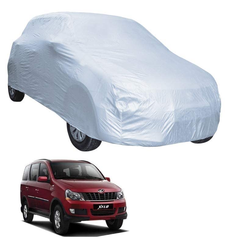 Image of Auto Hub Car Cover Compatible with Mahindra Xylo with Mirror Pocket, Water Resistant, Triple Stitched, Xylo Car Cover- Plain Silver