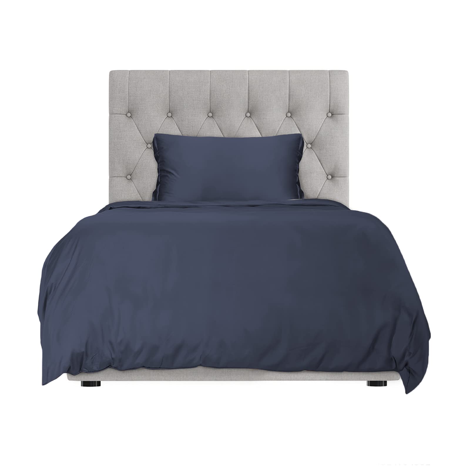Hotel Sheets Direct 100% Bamboo Duvet Cover 3 Piece Set - Better Than Silk - 1 Duvet Cover, 2 Pillow Shams with Corner Ties and Zipper Closure (Twin-XL, Navy Blue)