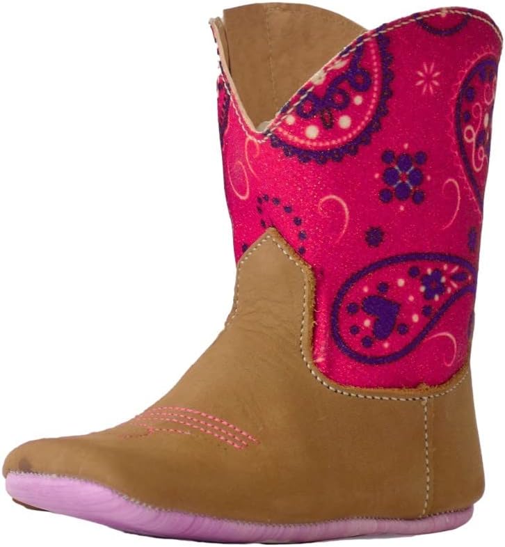 Tin Haul Infant-Girls' Paisley Western Boot Broad Square Toe Tan 4 D(M) US