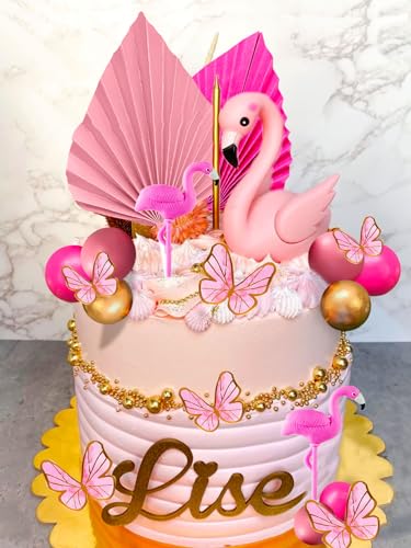 Jevenis USA-A-CAKEXL0803 30 Pcs Pink Flamingo Cake Topper Luau Cake Decorations Hawaiian Cake Topper Beach Cake Topper Decorations For Birthday Baby Shower Bridal Shower Wedding Party thumb #1
