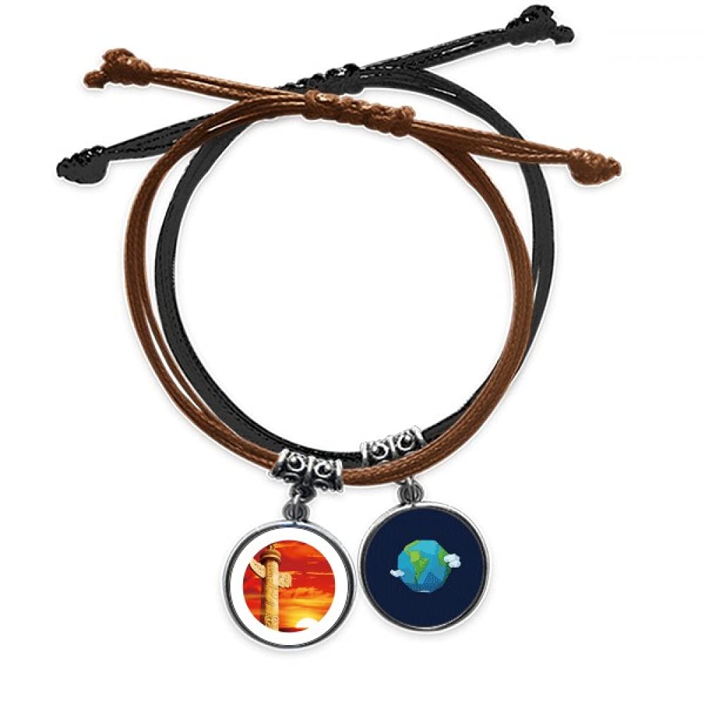 Pulsera de cuero Sol Rojo Cielo con acabados ornamentales detallados 3