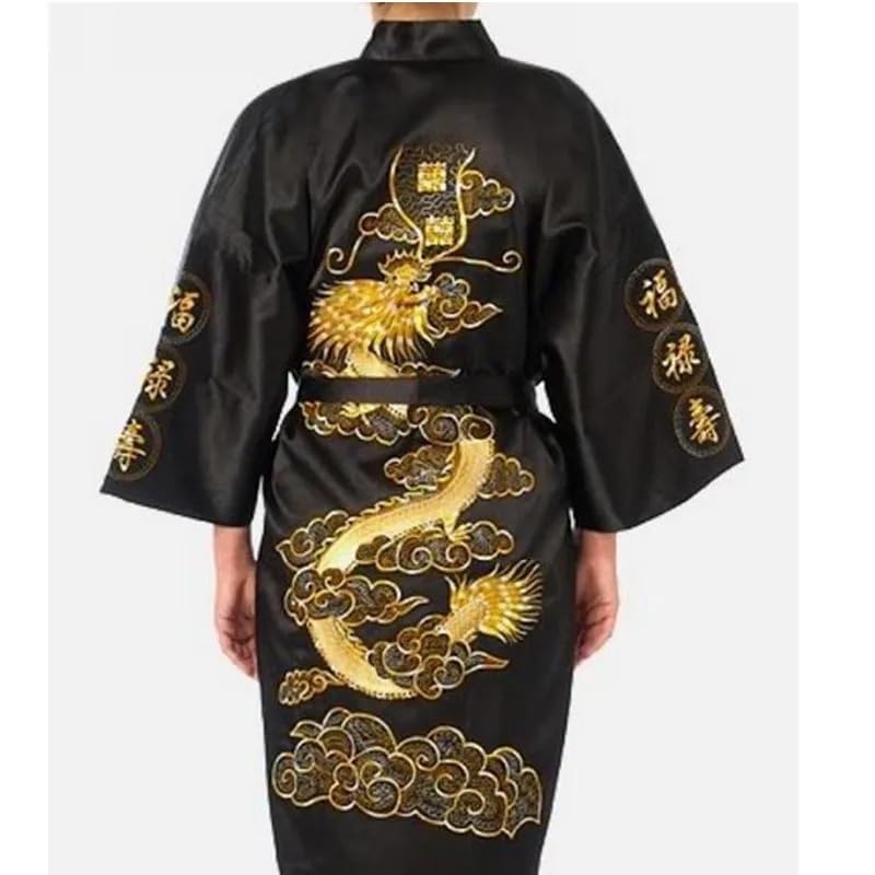 Men's Bathrobe Chinese Men's Satin Silk Robe Embroidered Kimono Bathrobe Dragon Pajamas And Kimono Spa Robe3