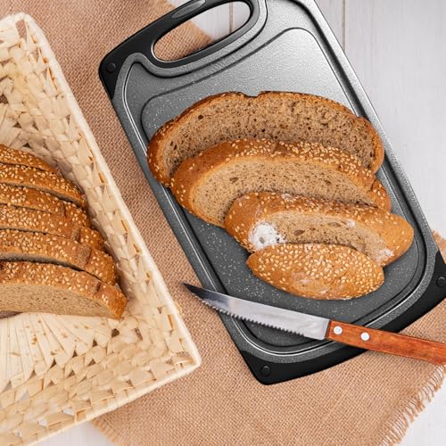 3 Pcs Tagliere da Cucina, Taglieri Plastica con Manico Antiscivolo, Cutting Board con 3 Misure, Senza BPA, Ideale per Carne, Pane, Verdure, Frutta, Tagliere Lavabile in Lavastoviglie - immagine 4
