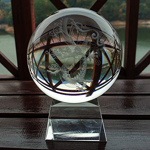 Bola De Cristal Grabado Artesanía Personalizada K9 Bola De Cristal Decoración De La Oficina En Casa con Caja De Regalo Base 90Mm