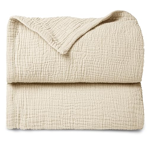 Image of Lulu moon Muslin Baby Blanket Quilt - Crib Blanket for Toddlers 47"× 47" Off White