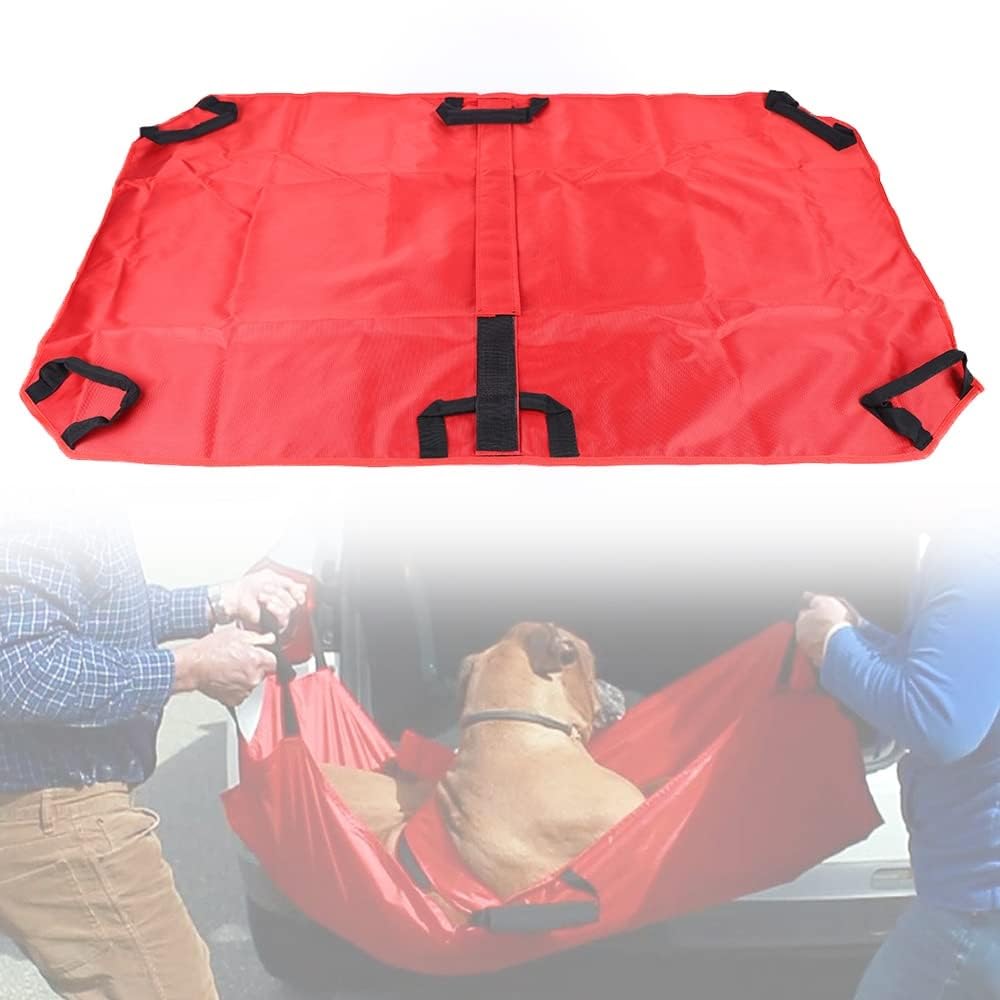 SGKOMN Transport Stretcher for Dogs, Pet Stretcher, Foldable Soft Animal Stretcher, Animal with Safety Strap Pet Stretcher, Waterproof for Dogs and Other Animals Emergency Rescue, Red