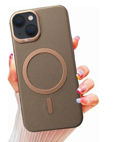 Image of Polycarbonate Ultra-Hybrid Back Cover Case for iPhone 13 Compatible with Mag SFE | Camera Protection | Hard Matte Shockproof Back Cover for iPhone 13 (Brown)