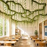 Watayo 35 Pcs Artificial Bendable Vines Branches Decoration, Jungle Theme Decoration Set with Hooks and Hanging Line, Branches Vines Wicker Fake Moss for DIY Classroom Wall Ceiling