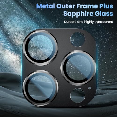 Image of TITANIUM Camera Lens Protector For IPHONE 16 PRO / 15 PRO / 16 PRO MAX / 15 PRO MAX ( BLACK ) UHD 9H Glass, Anti Drop, Scratch Resistant, Case Friendly, Removable, Waterproof, Heavy Duty Camera Protector, ( BUY 2 GET 1 FREE )