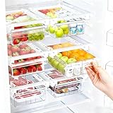 onaner Refrigerator Drawer Organizers, Fridge Drawer Organizer, Pull Out with Handle, Clear Container for Food Drinks, Fit for Refrigerator Shelf Under 0.6 Inch, Easy to Install（1-Pack）