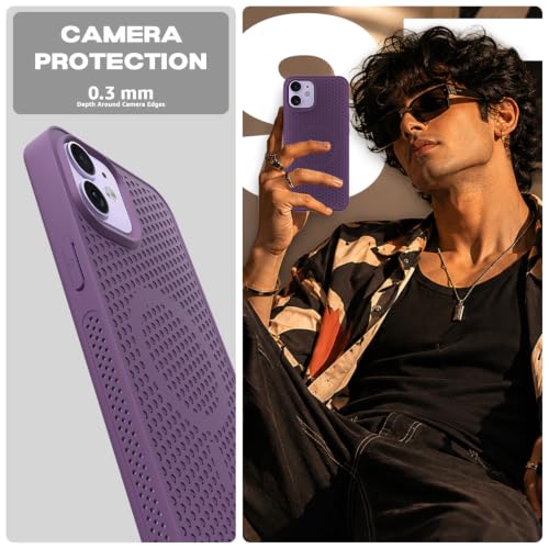 Image of Pikkme Back Cover for iPhone 12 /12 Pro | Honeycomb Cooling Design | Silicone Heat Dissipation | Mag-Safe Compatible | Shockproof Camera Protection Bumper Case (Purple)