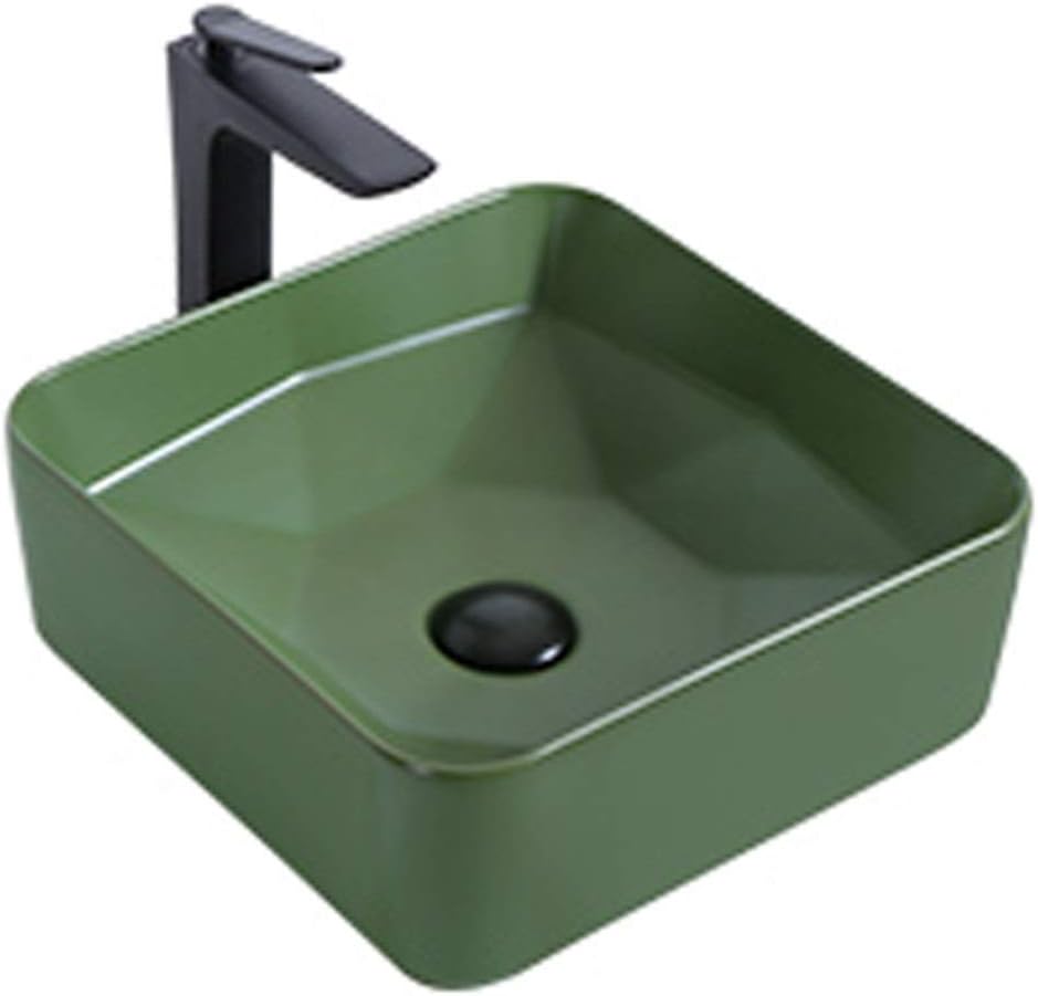 Pedestal Sinks Bathroom Sinks Ceramic Wash Basin with Faucet Household Vanity Cafe Restaurant Sink Balcony Laundry Pool Square