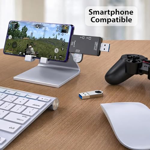 Image of SPIN CART USB 3.0 Type C & Micro USB OTG Memory Card Reader for SD /TF Cards, Laptop Phone Tablet
